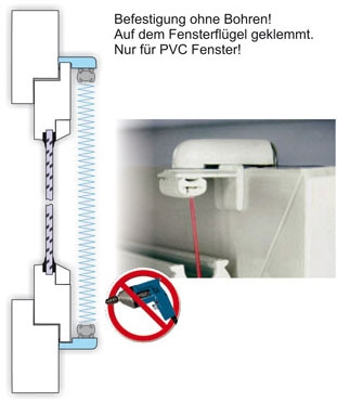 ohne Bohren: mit Klemmtrger auf dem Fensterflgel